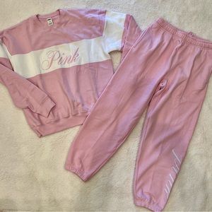 New! Ivy Fleece Campus Sweatsuit Set by Victoria’s Secret PINK - Size Medium